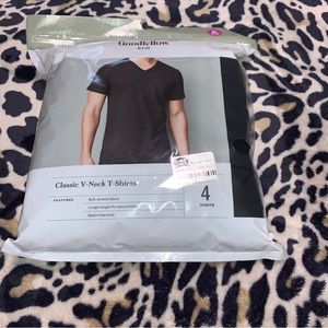 Goodfellow & Co 4 Pack Classic V-Neck T-Shirts Black Seam-Free Men's Size XL